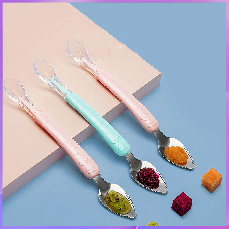 Baby Food Eating - Elma püresi yemekleri için çift başlı
