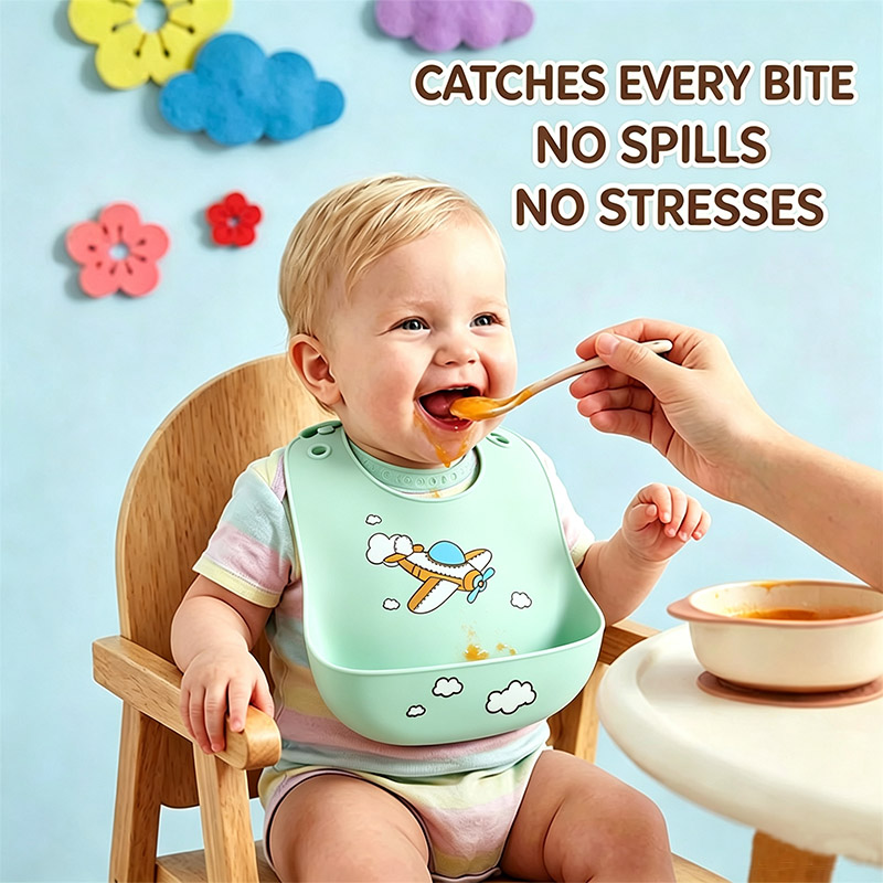 Baby Food Eating - Silikon Bebek Besleme Önlüğü Su Geçirmez