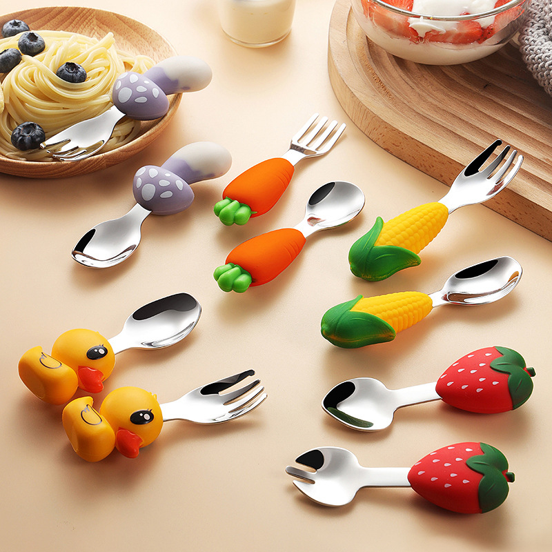 Baby Food Eating - 304 Paslanmaz Çelik Çocuk Sofra Takımı