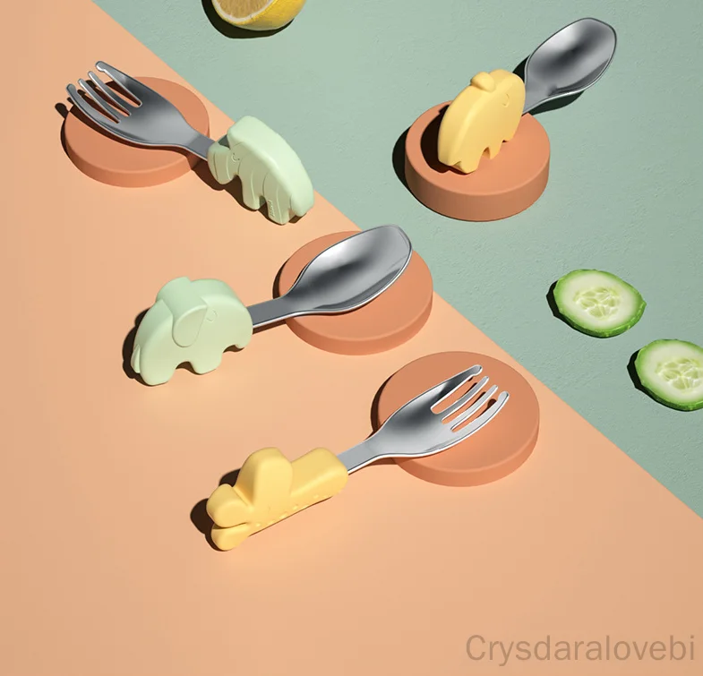 1 takım Fil Kısa Çatal Kaşık S - Baby Food Eating incelemesi ve fiyatı
